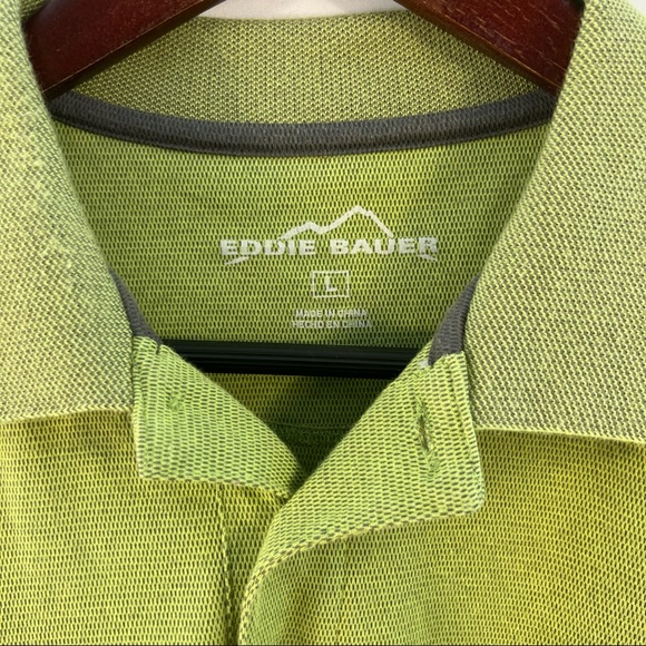 Eddie Bauer Shirt Mens L Large Solid Green Short Sleeve Polo Casual Cotton - Picture 2 of 2